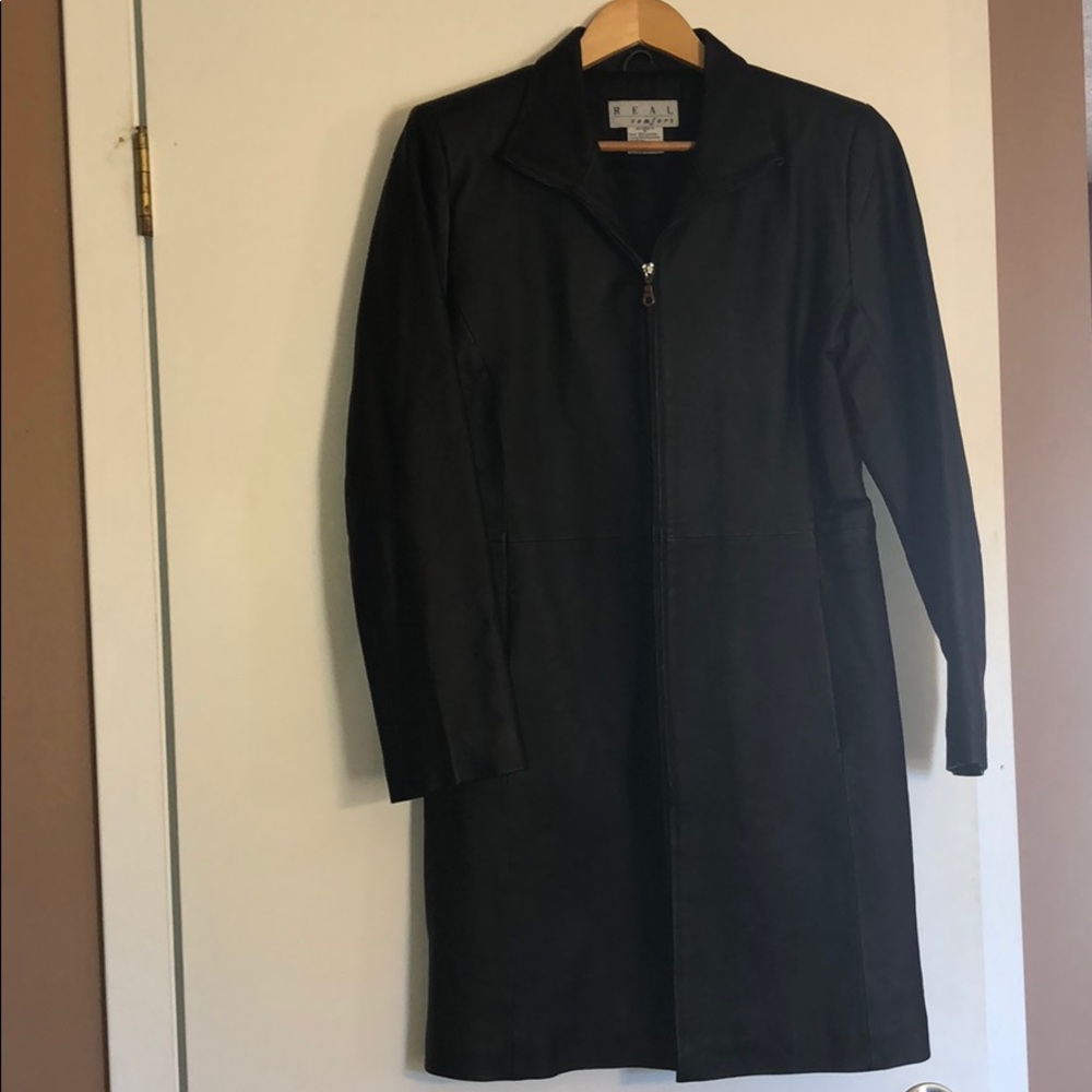 Zip-Up Black Leather Coat